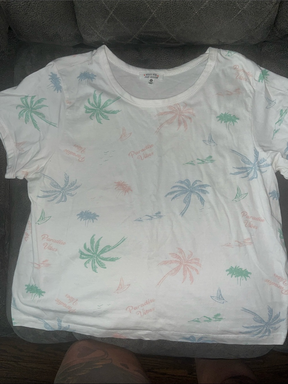 Kids' White Tropical Palm Tee - Paradise Vibes